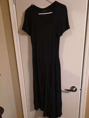 Women's Black Short Sleeve Maxi Dress - Classic Elegant Style